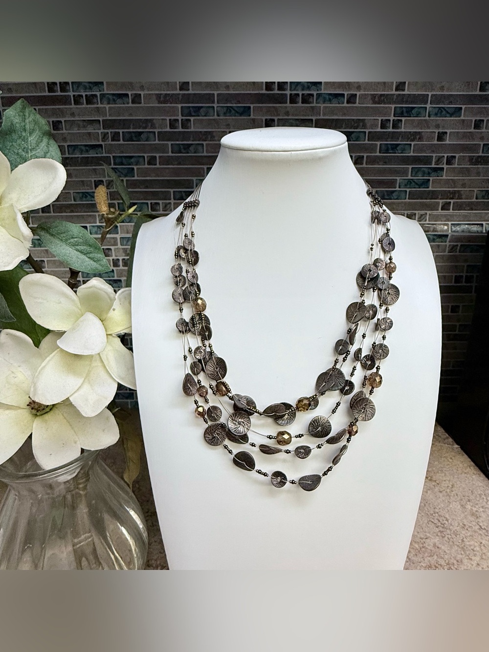 Chico’s Bronze Layered Medallion necklace
